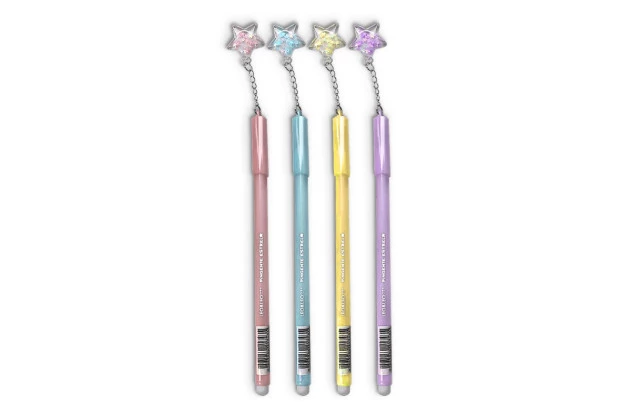 CANETA GEL APAGAVEL 0.5 COM PINGENTE ESTRELA AZUL E PRETA - LEO&LEO