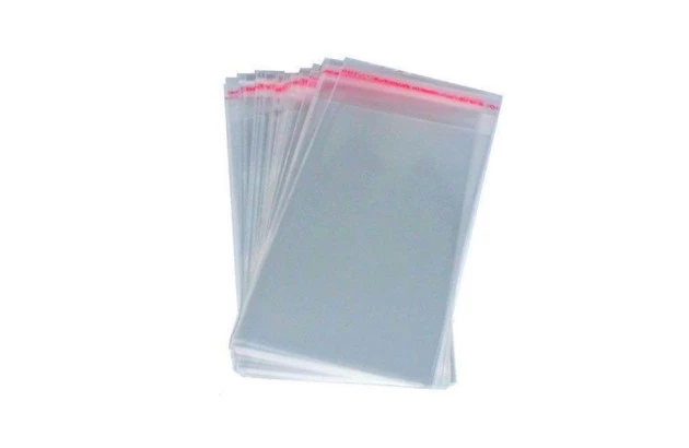 SACO ADESIVADO TRANSPARENTE 8X10CM COM ABA INCOLOR POLIPROPILENO PLÁSTICO - PACOTE COM 100UND | GALA