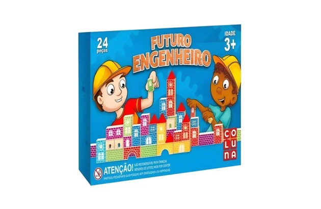 BRINQUEDO EDUCATIVO FUTURO ENGENHEIRO MADEIRA  24 PEÇÃS 0907 COLUNA