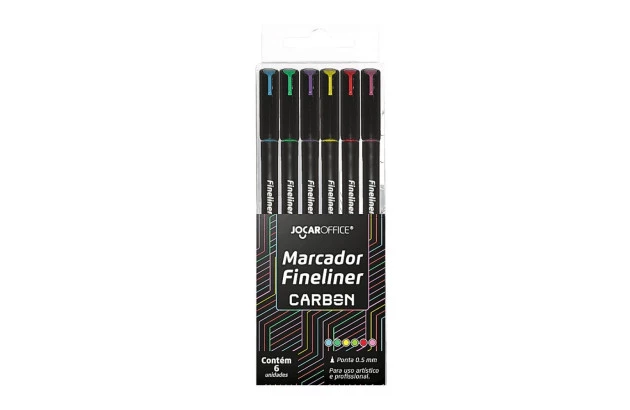 ESTOJO CANETA ESFEROGRÁFICA 6 CORES FINELINER 0.5 CARBON LINE JOCAR OFFICE – 10243