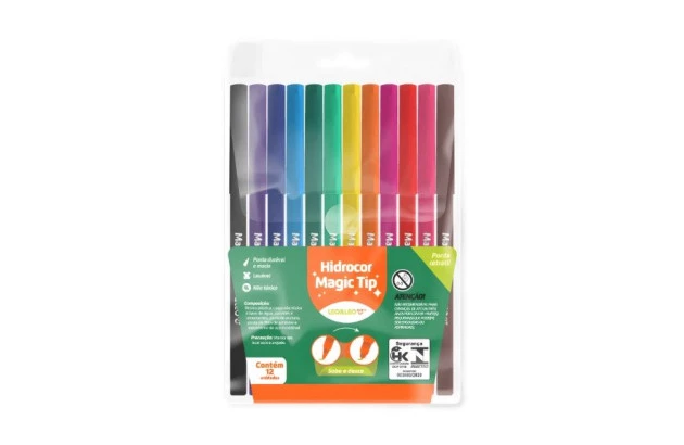 HIDROCOR 12 CORES PONTA MAGIC TIP SOBE E DESCE 10263 LEONORA