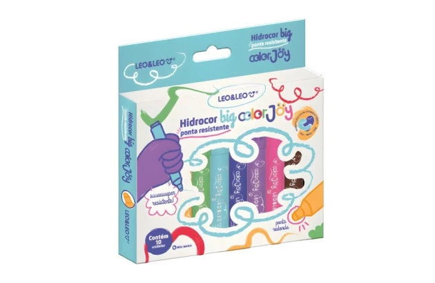 HIDROCOR 10 CORES BIG COLOR JOY - LINHA INCLUSÃO - LEO&LEO 10269