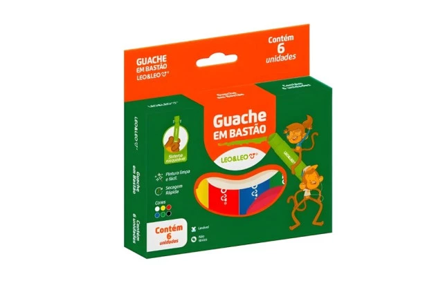 TINTA GUACHE 6 CORES BASTAO LEONORA 10227