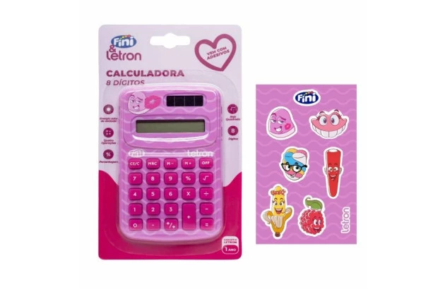 CALCULADORA 8 DIGITOS FINI ROSA |  LEONORA 10320