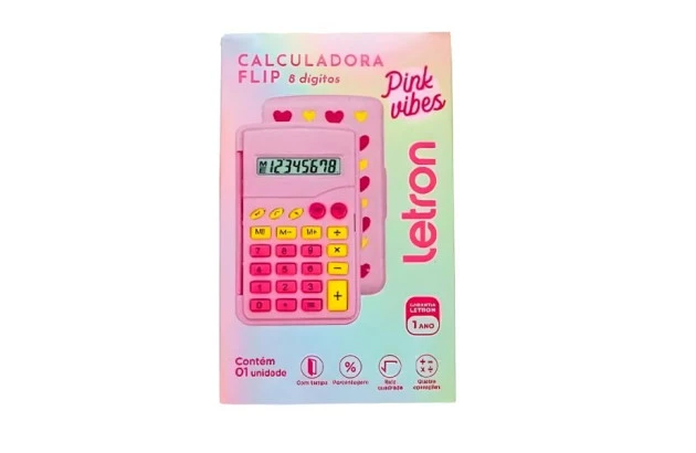 CALCULADORA DE BOLSO 8 DIGITOS FLIP PINK VIBES JOCAR 99325