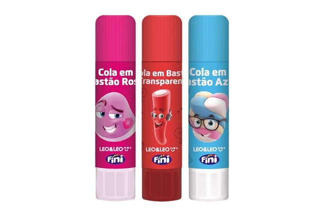 COLA EM BASTÃO 10G TRANSPARENTE FINI CORES SORTIDAS LEO&LEO