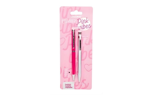 CANETA 1.0 ESFEROGRAFICA E GRAFITE 0.7 PINK VIBES - KIT | LEONORA 95104