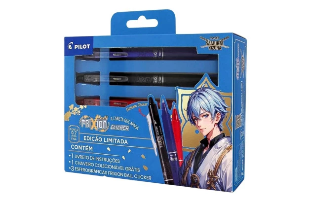 CANETA ESFEROGRÁFICA 0.7 APAGÁVEL FRIXION BALL 3 CORES EDIÇÃO ESPECIAL SAMURAI KIZUNA