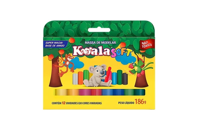 MASSA DE MODELAR SOFT 12 CORES 186G BASE DE AMIDO SUPER MACIA | KOALA 0020