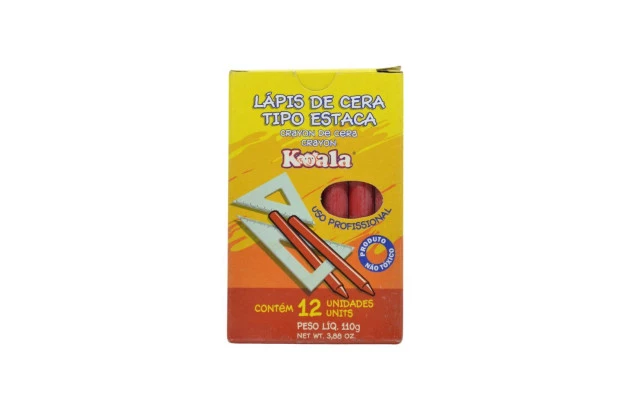 GIZ DE CERA ESTACA VERMELHO 12 UND 110G KOALA