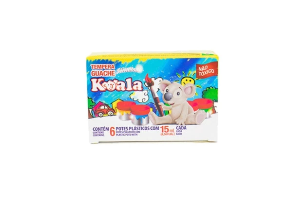 TINTA GUACHE METÁLICA 6 CORES 15ML KOALA DELTA - 040MET