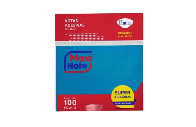 BLOCO DE RECADO ADESIVO 76X102 100F AZUL NEON 4969 FRAMA