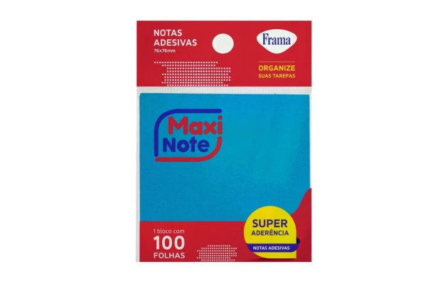 BLOCO DE RECADO ADESIVO 76X76 100F AZUL NEON 4974 FRAMA