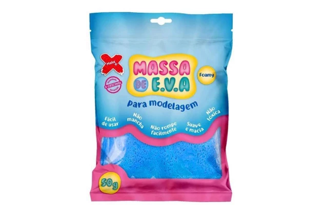 MASSA DE EVA LISA 50G AZUL CLARO FOAMY | PARA MODELAGEM - MAKE+ 13001