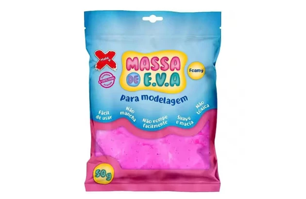 MASSA DE EVA LISA 50G ROSA FOAMY - PARA MODELAGEM | MAKE+ 13008