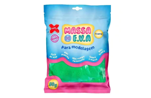 MASSA DE EVA LISA 50G VERDE ESCURO FOAMY | PARA MODELAGEM - MAKE+ 13013
