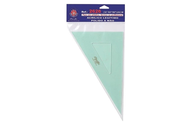 ESQUADRO ACRÍLICO 30° 60° 90° 26CM SEM ESCALA MODELO 2626 - TRIDENT
