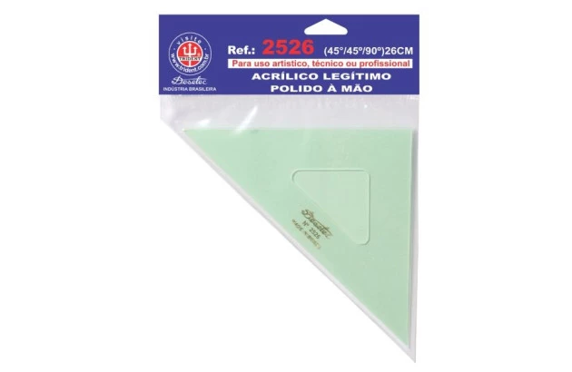 ESQUADRO ACRÍLICO 45° 45° 90° 26CM SEM ESCALA MODELO 2526 - TRIDENT