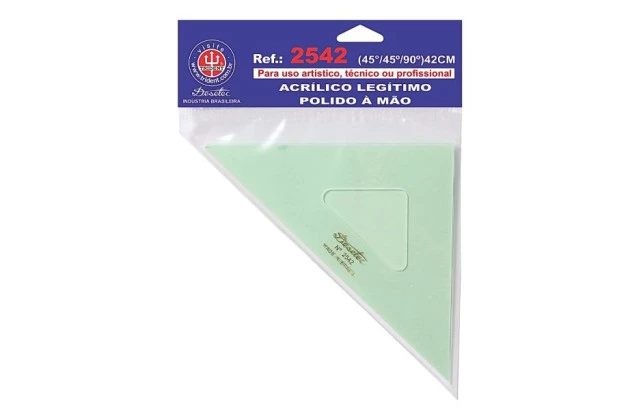 ESQUADRO ACRÍLICO 45° 45° 90° 42CM SEM ESCALA MODELO 2542 - TRIDENT