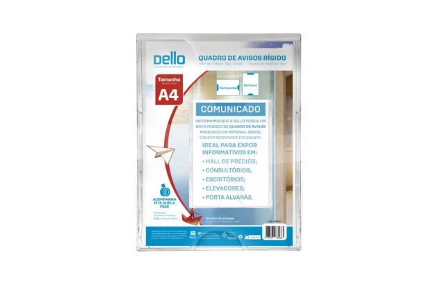 QUADRO DE AVISOS A4 RÍGIDO CRISTAL 0538H DELLO