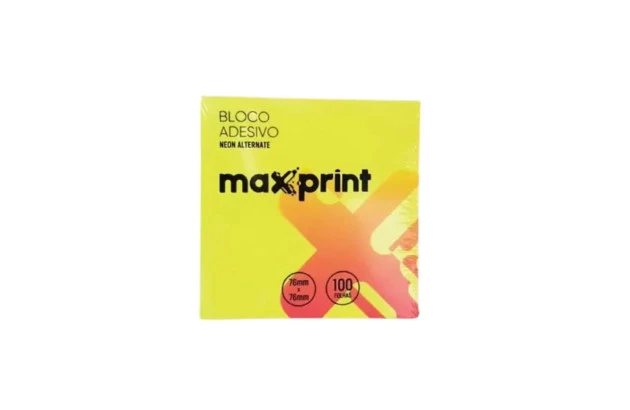 BLOCO DE RECADO ADESIVO 76X76 100F AMARELO NEON MAXPRINT