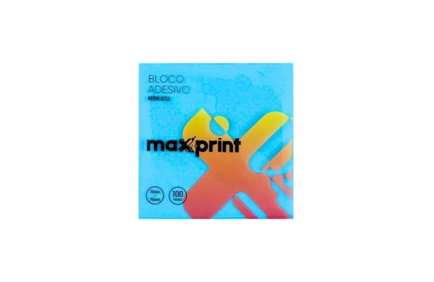 BLOCO DE RECADO ADESIVO 76X76 100F AZUL NEON MAXPRINT