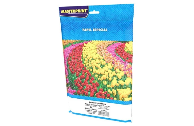 PAPEL FOTOGRÁFICO BRANCO GLOSSY COM IMÃ 690G/M² A4 05 FLS BRANCO  - JATO DE TINTA | MASTERPRINT