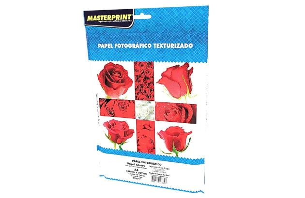 PAPEL FOTOGRÁFICO CASCA DE OVO GLOSSY BRANCO 200G/M² A4 20FLS - JATO DE TINTA  | MASTERPRINT