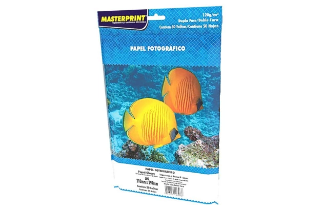 PAPEL FOTOGRÁFICO DUPLA FACE GLOSSY 120G/M² A4 50 FOLHAS BRANCO  - JATO DE TINTA | MASTERPRINT