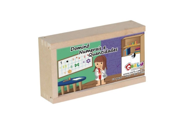 BRINQUEDO DOMINO NUMERAIS E QUANTIDADES 28 PEÇAS MDF 1031 CARLU