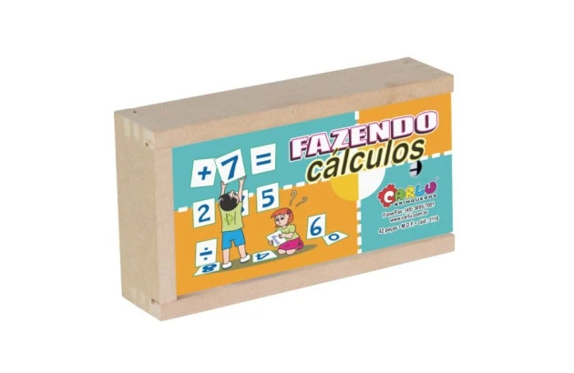 BRINQUEDO EDUCATIVO FAZENDO CÁLCULOS 42 PEÇAS MDF .+ 6 ANOS 1110 CARLU