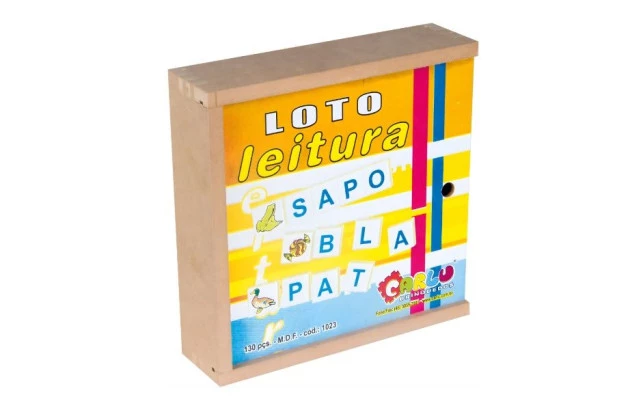 BRINQUEDO EDUCATIVO LOTO LEITURA 130 PEÇAS MDF CARLU