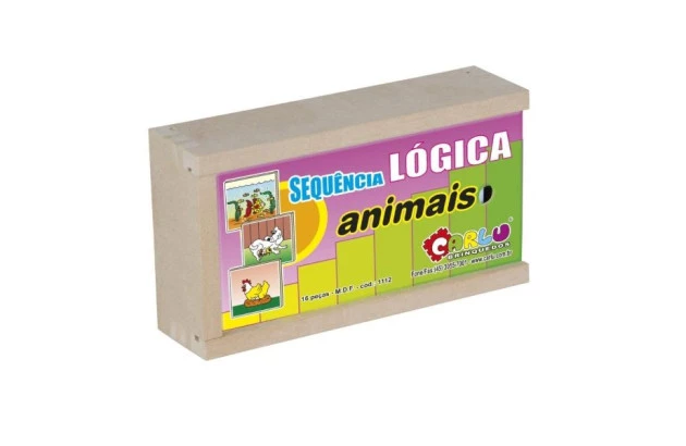 BRINQUEDO EDUCATIVO SEQUENCIA LOGICA ANIMAIS 16 PEÇAS MDF 1112 CARLU