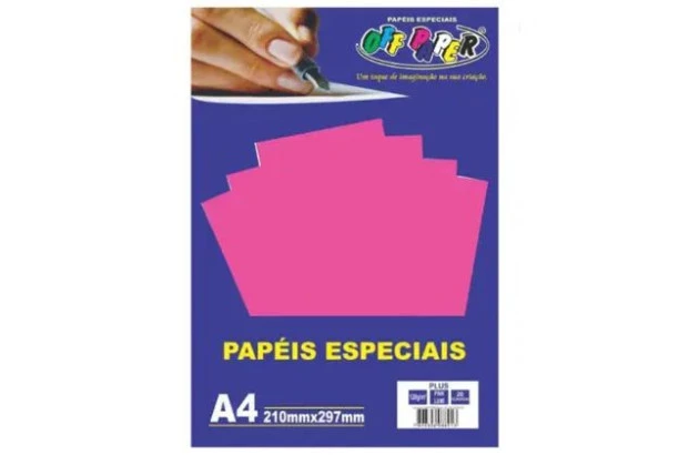 PAPEL ESPECIAL PLUS A4 180G PINK LUMI 20FLS TINGIDO NA MASSA | OFF PAPER
