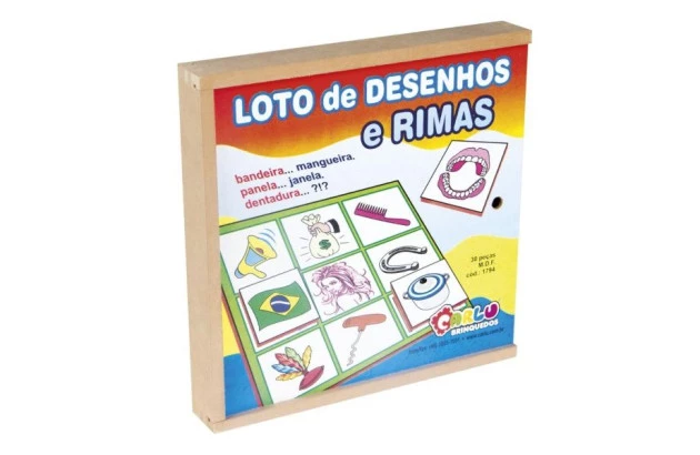 BRINQUEDO LOTO DESENHO E RIMAS MDF 1794 CARLU
