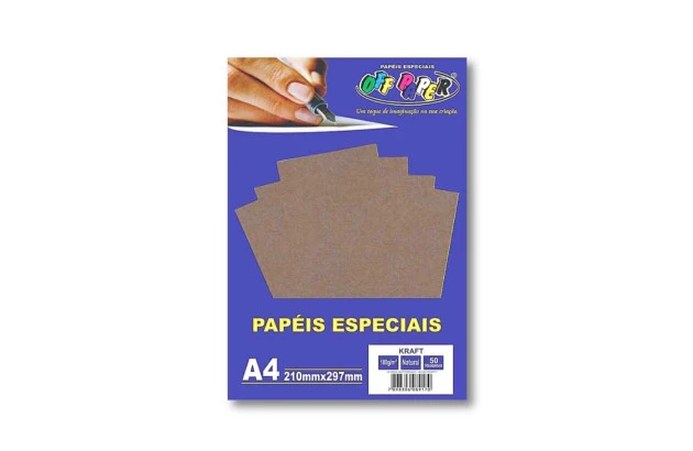 PAPEL KRAFT NATURAL A4 180G 50 FOLHAS 210X297MM OFF PAPER