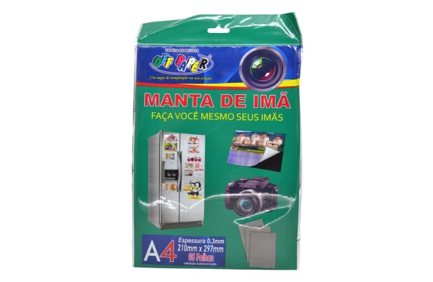 MANTA DE IMA A4 ESPESSURA 0.3MM PACOTE COM 5 FOLHAS OFFPAPER