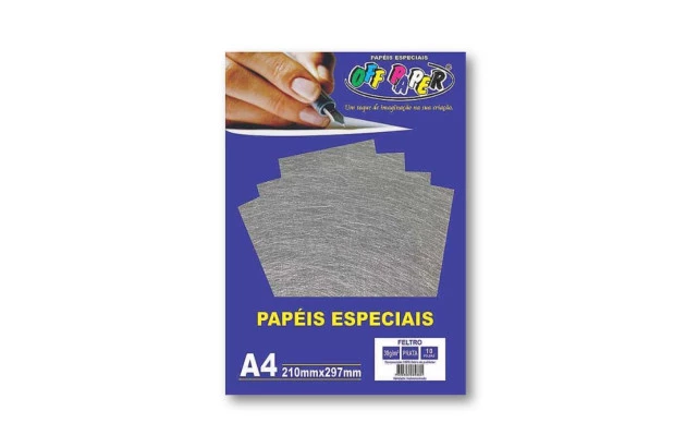PAPEL FELTRO A4 PRATA 30G COM 10 FOLHAS OFF PAPER