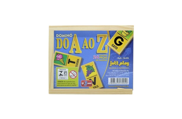 BRINQUEDO DOMINÓ DO A AO Z 24 PECAS MDF 26.85 JOTT PLAY