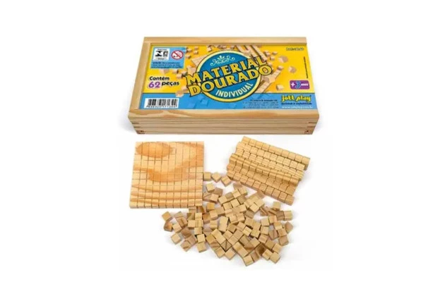 BRINQUEDO EDUCATIVO MATERIAL DOURADO 62 PEÇAS EM MADEIRA 30.60 JOTT PLAY