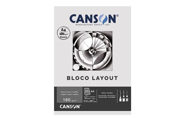 BLOCO LAYOUT CANSON A4 180G/M² BRANCO 20 FOLHAS - SULFITE TÉCNICO | CANSON