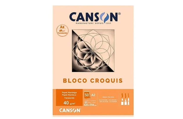 BLOCO CROQUIS MANTEIGA A2 40G/M² 50 FOLHAS TRANSLÚCIDO  | CANSON