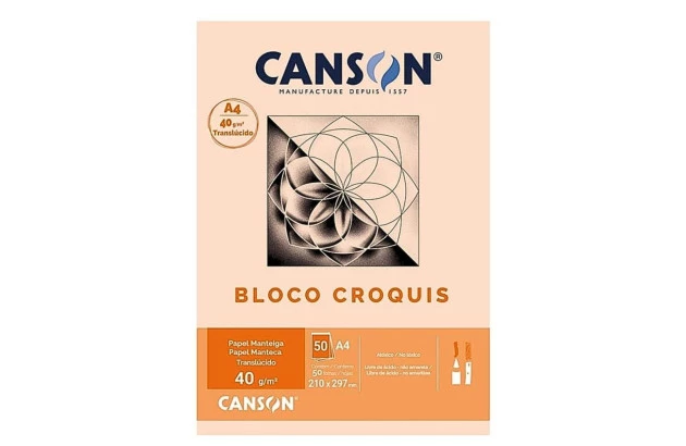 BLOCO CROQUIS MANTEIGA A4 40G/M² 50 FOLHAS TRANSLÚCIDO | CANSON