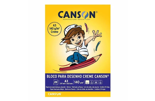 BLOCO DESENHO A3 140G/M² 20 FOLHAS CREME – LINHA ESCOLAR | CANSON