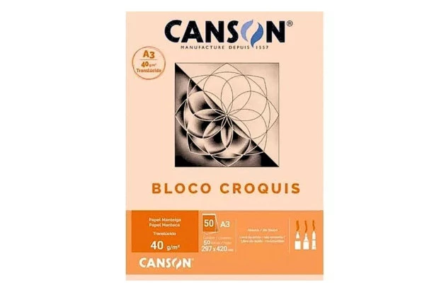 BLOCO CROQUIS MANTEIGA A3 40G/M² 50 FOLHAS TRANSLÚCIDO  – CANSON