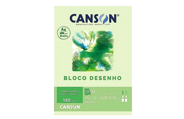 BLOCO DESENHO CANSON A4 180G/M² BRANCO NATURAL 20 FOLHAS | CANSON