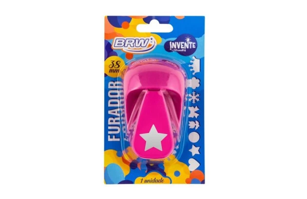 FURADOR DE EVA 38MM ESTRELA ROSA BLISTER 1UN BRW FE3803
