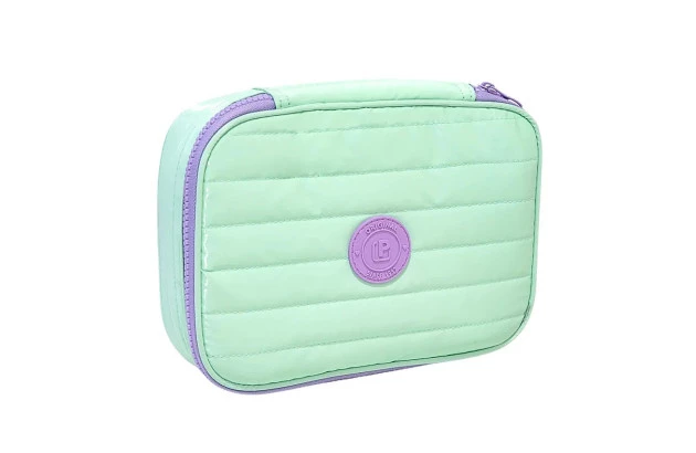 ESTOJO BOX ORGANIZADOR PUFFER COM COMPARTIMENTO VERDE 23X18X5CM