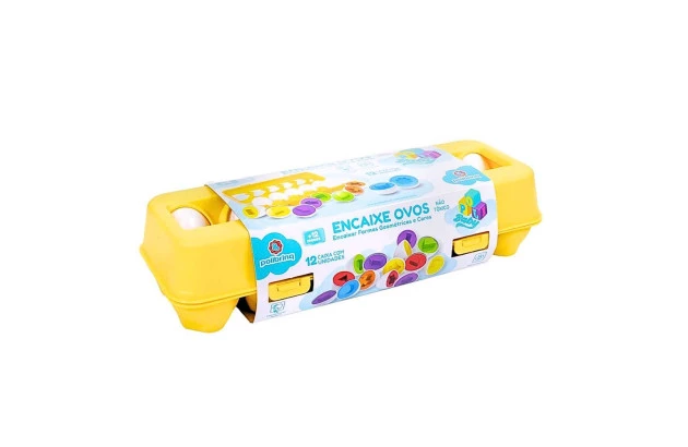 BRINQUEDO EDUCATIVO ENCAIXE OVOS - ENCAIXAR FORMAS GEOMETRICAS E CORES  +12 MESES | LINHA INCLUSIVA