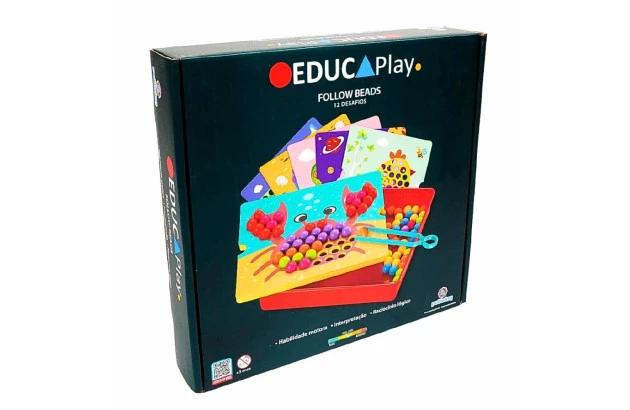 BRINQUEDO EDUCATIVO FOLLOW BEADS 12 DESAFIOS +3ANOS - EDUCA PLAY | LINHA INCLUSIVA